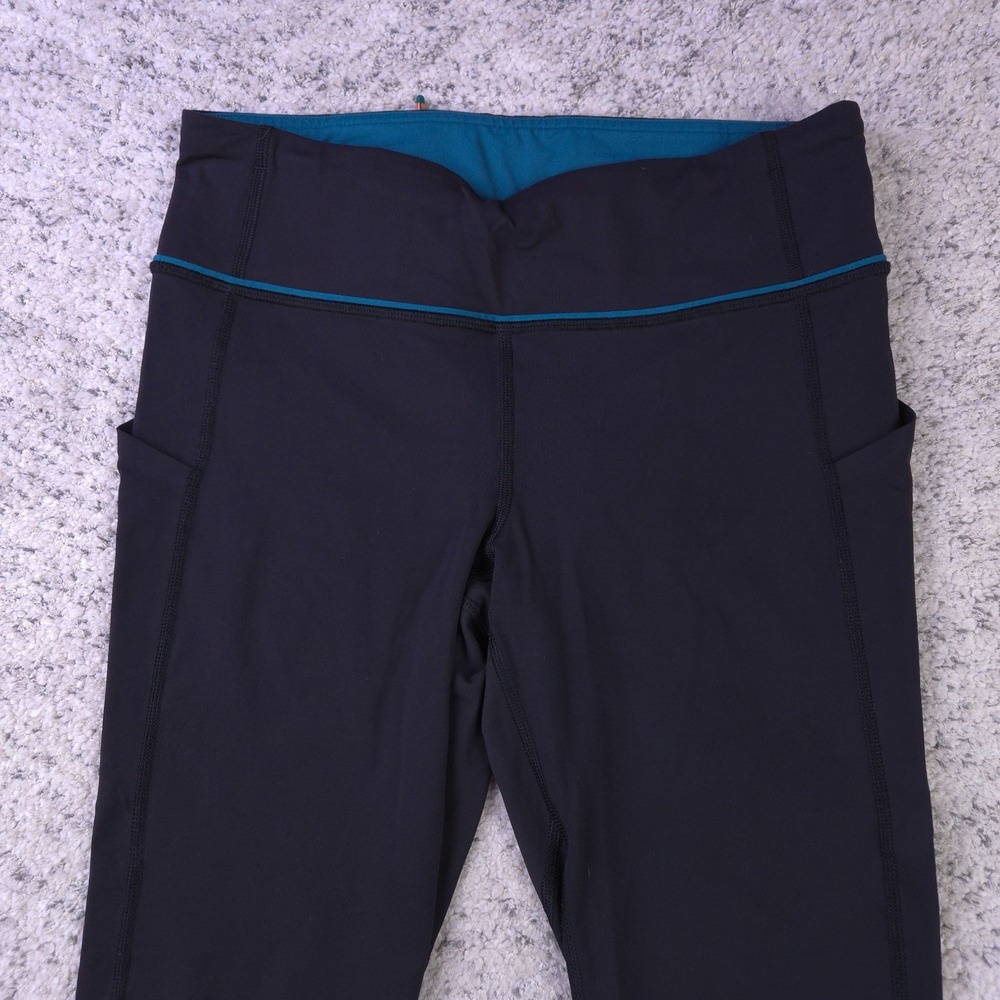 Lululemon Leggings Womens Size 6 Running Tight Stuff II Black Teal Training GUC - Picture 3 of 10